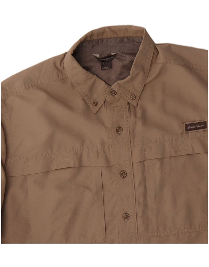 Camisa masculina Eddie Bauer grande poliéster bege