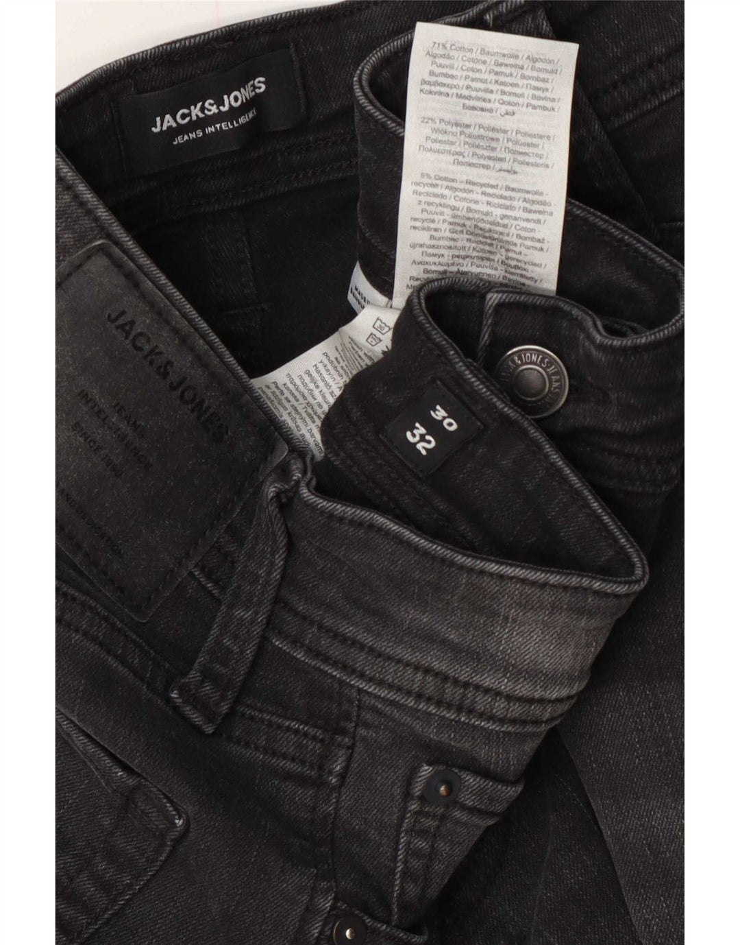 Jack & Jones Masculino GLENN Slim Jeans W30 L32 Algodão Preto
