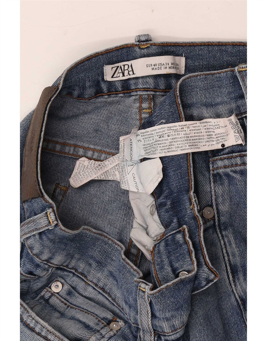 Zara Mens Slim Jeans Médio W31 L29 Azul Algodão