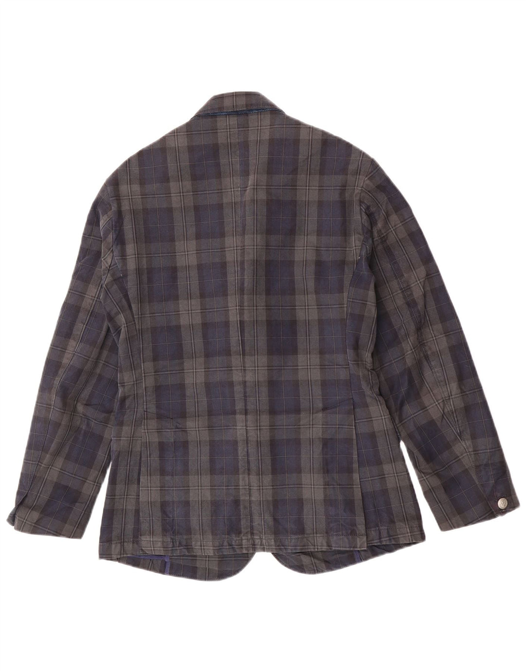 Jaqueta blazer masculina Jaggy com 3 botões IT 48 algodão xadrez azul marinho médio