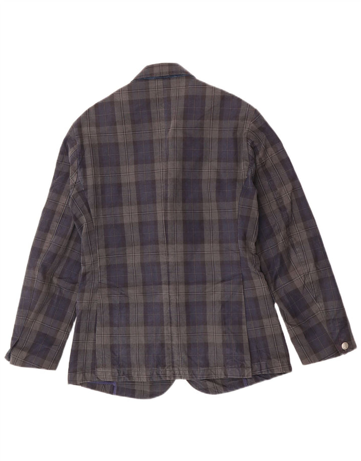 Jaqueta blazer masculina Jaggy com 3 botões IT 48 algodão xadrez azul marinho médio