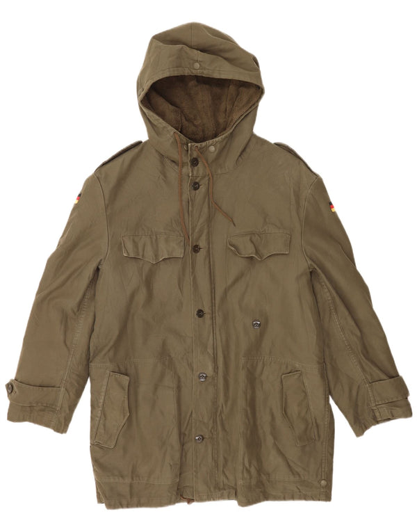 Jaqueta Parka masculina vintage com capuz UK 42 XL cáqui