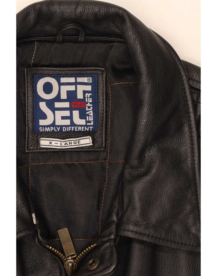 Jaqueta de couro masculina vintage UK 42 XL preta