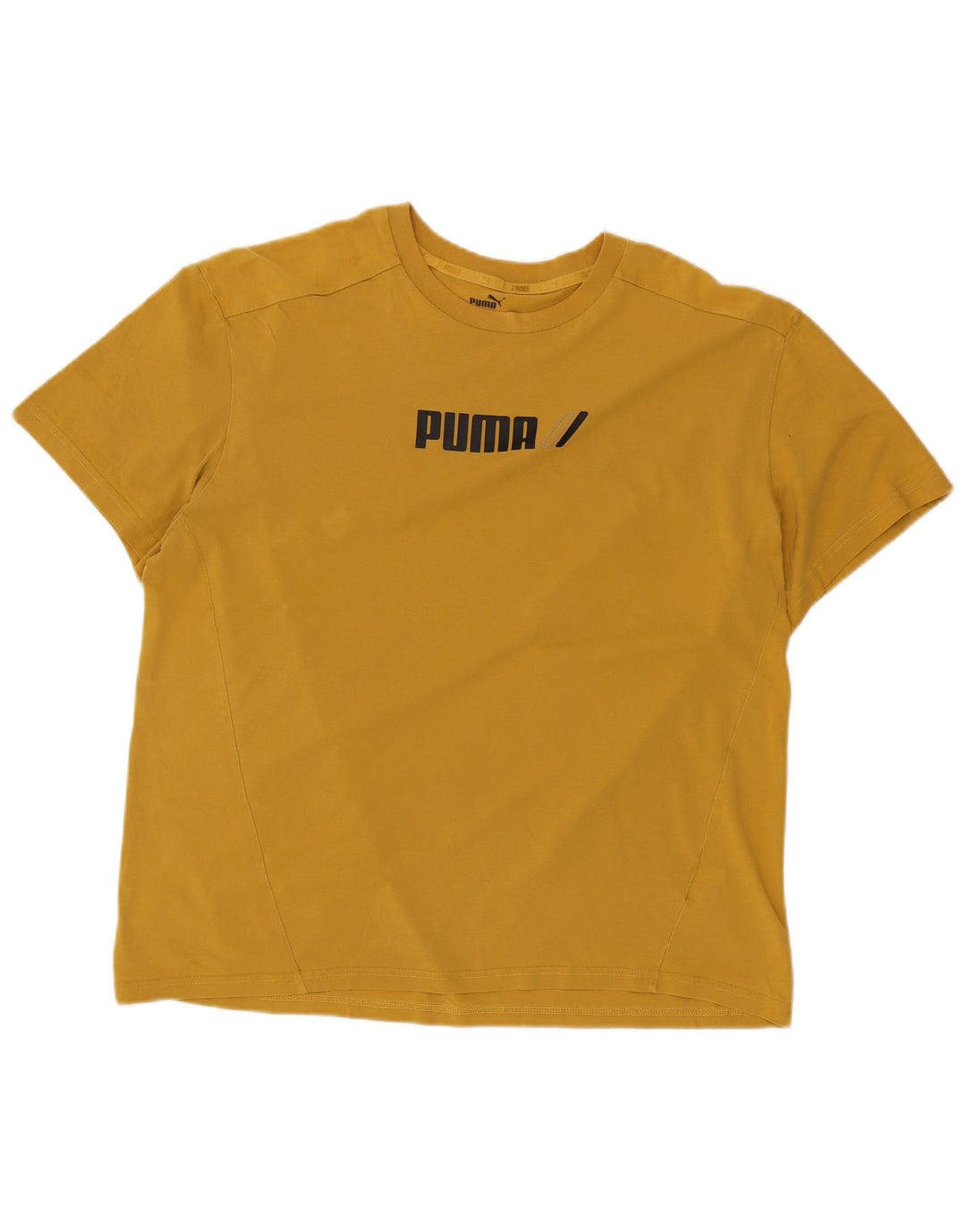 Puma Mens Graphic T-Shirt Top Grande Algodão Amarelo