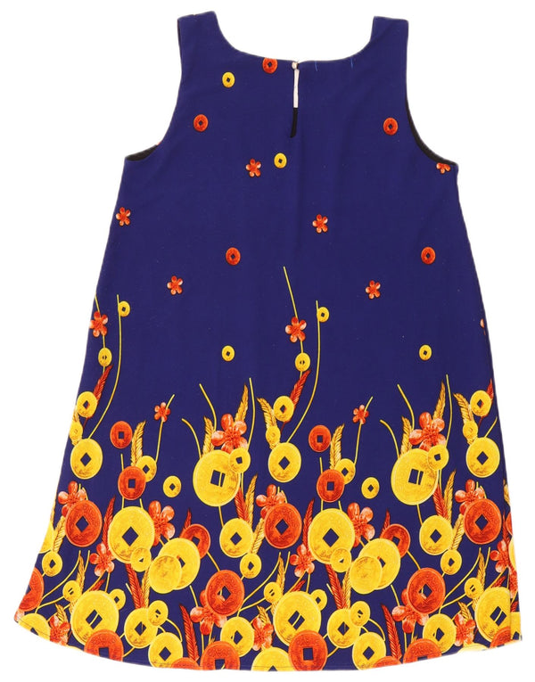 Vestido feminino Zara sem mangas evasê UK 10 pequeno azul floral