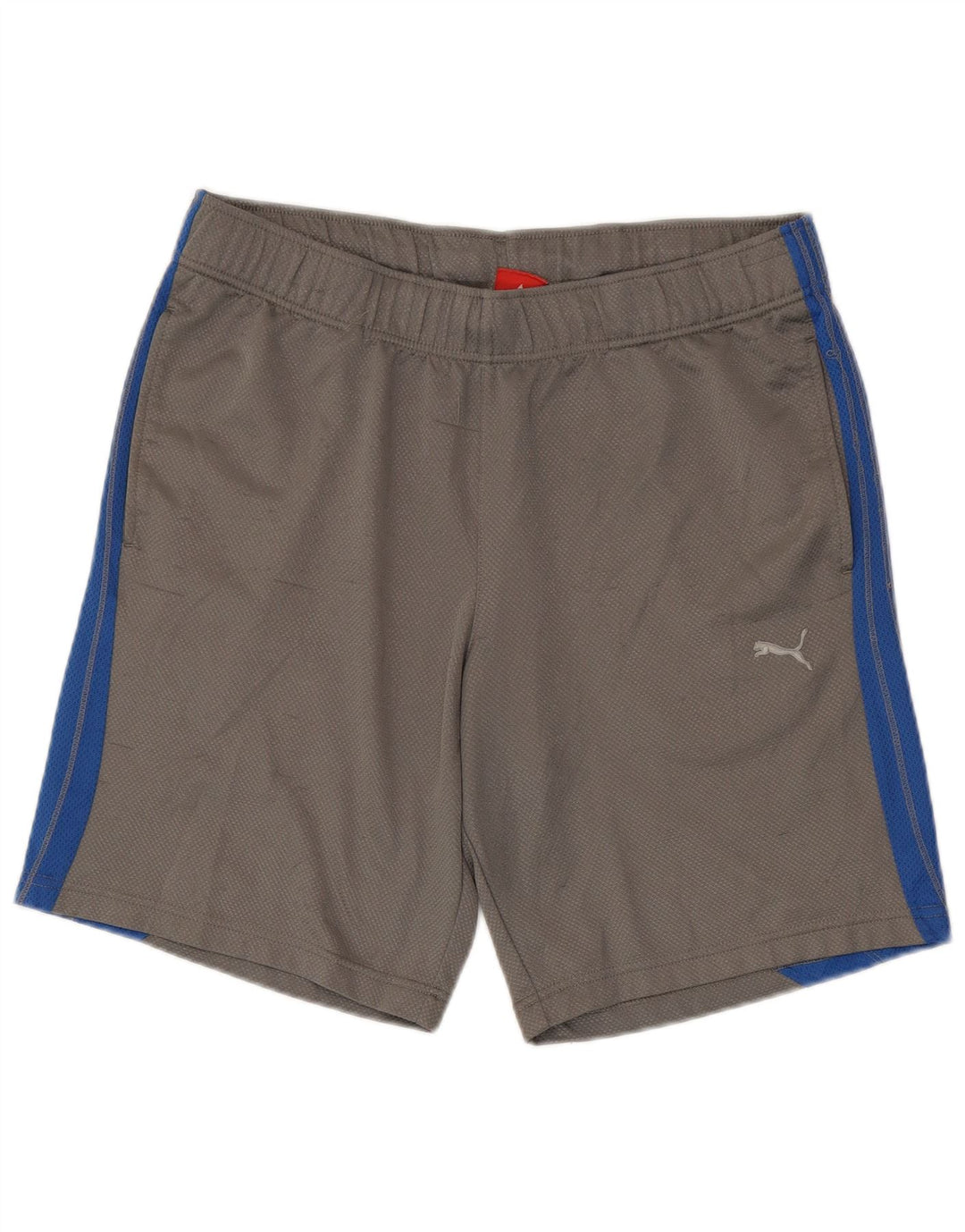 Shorts esportivos masculinos PUMA médio cinza colorblock poliéster