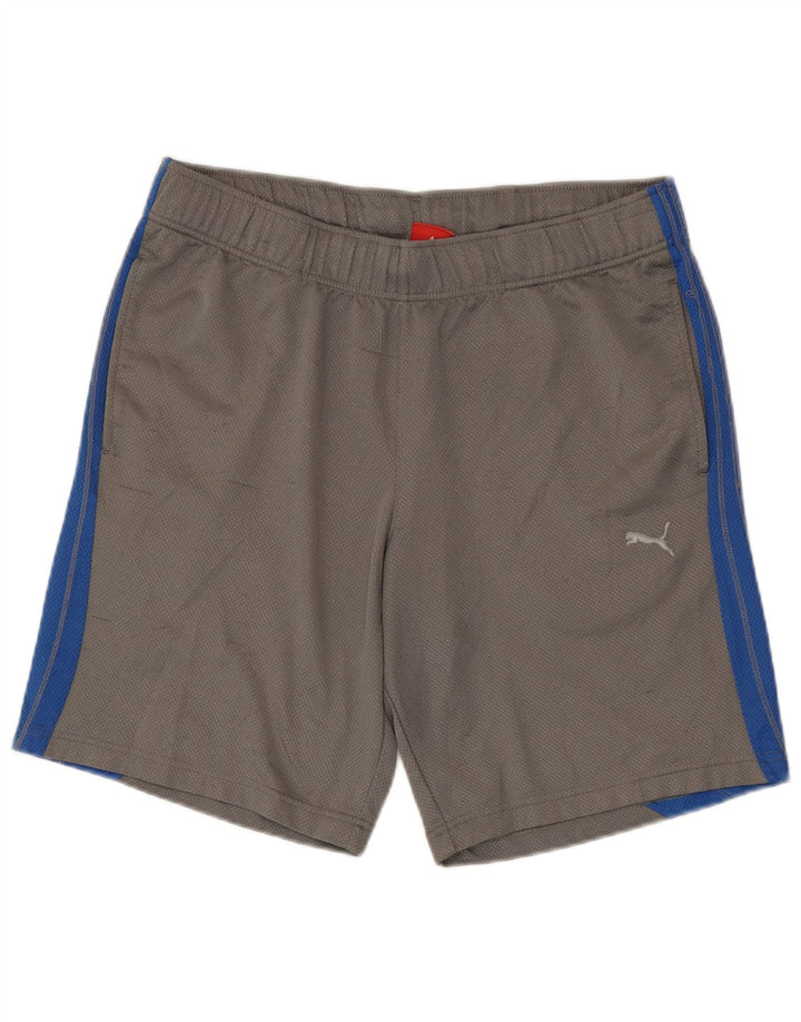 Shorts esportivos masculinos PUMA médio cinza colorblock poliéster