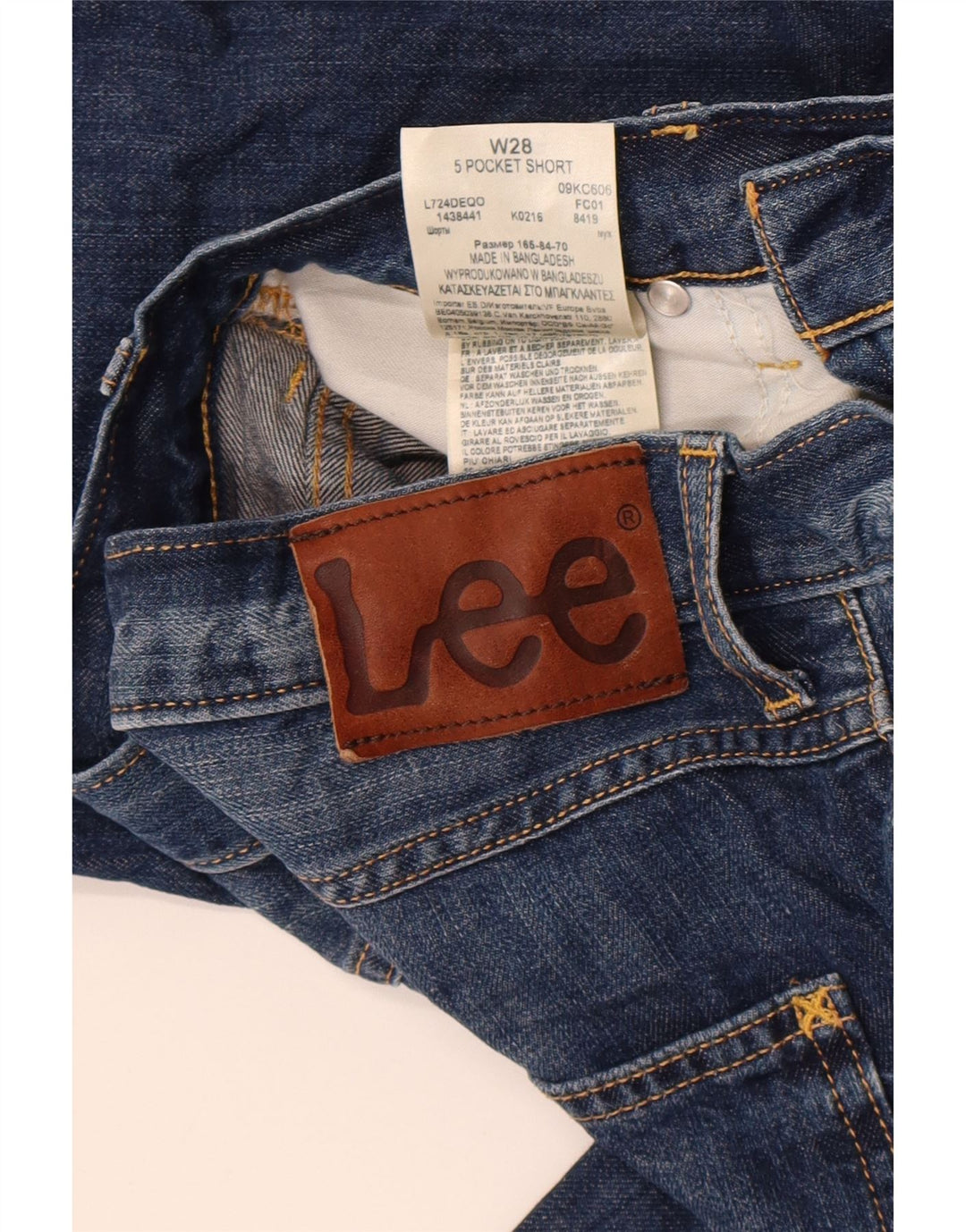 Shorts jeans masculino Lee W28 pequeno algodão azul
