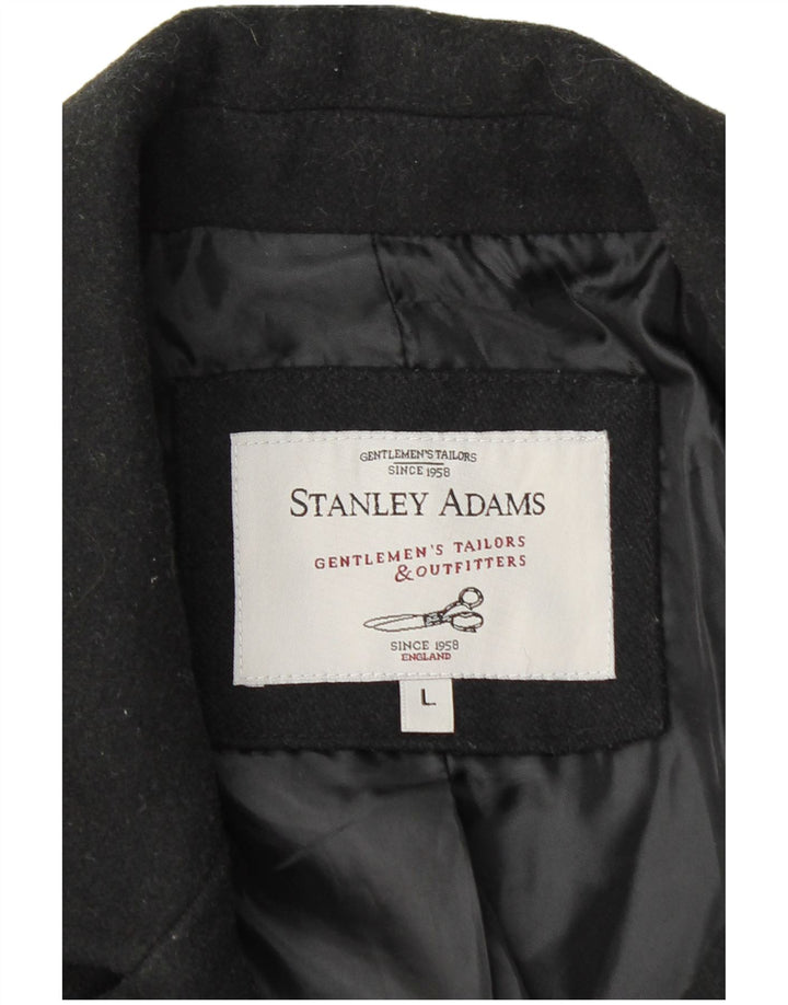 STANLEY ADAMS Casaco militar masculino com peito duplo Reino Unido 40 grande preto