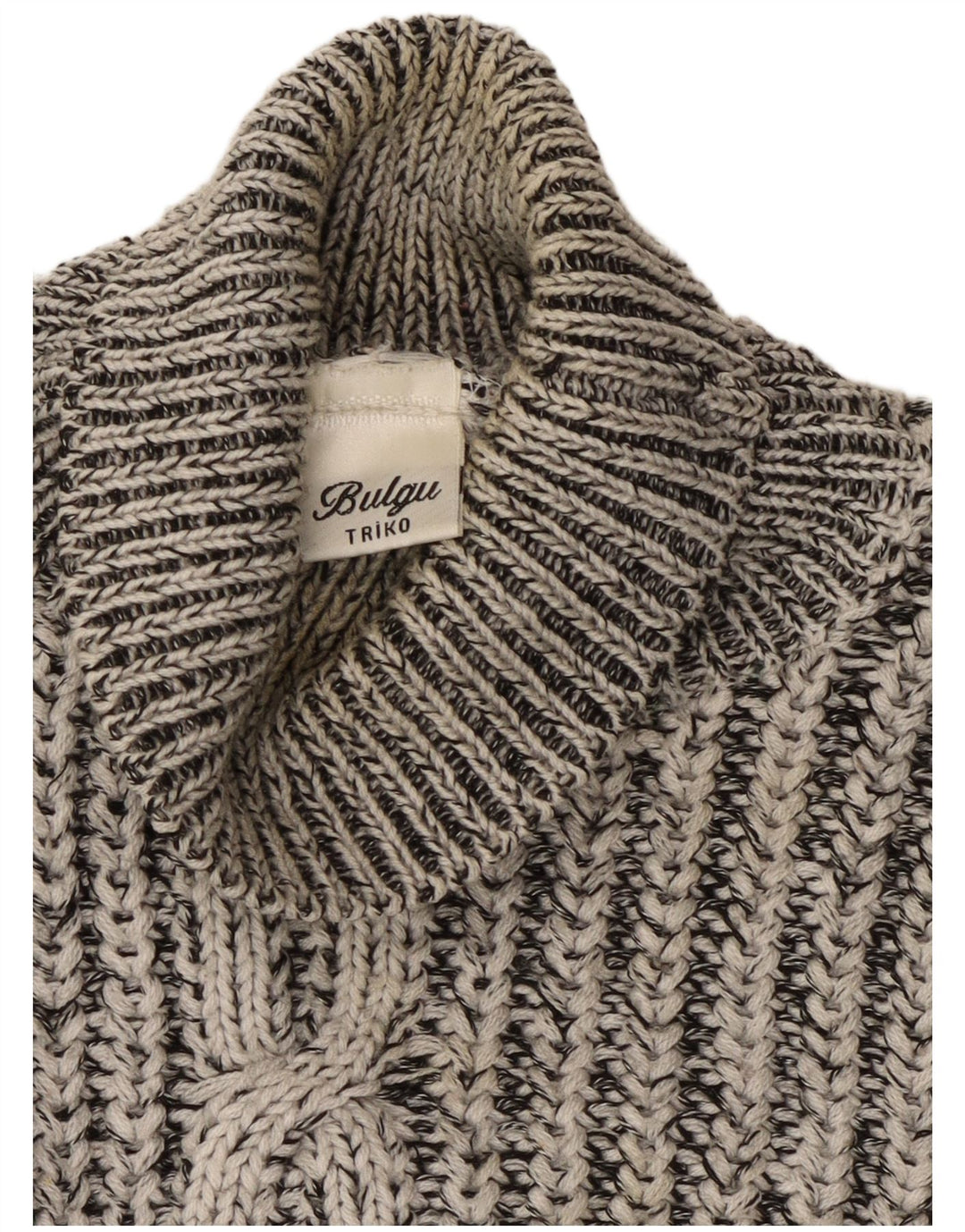 Suéter feminino vintage com gola redonda Reino Unido 16 listrado cinza grande