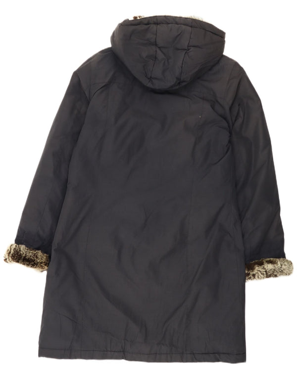 Casaco acolchoado com capuz feminino Woolrich UK 20 2XL algodão azul marinho