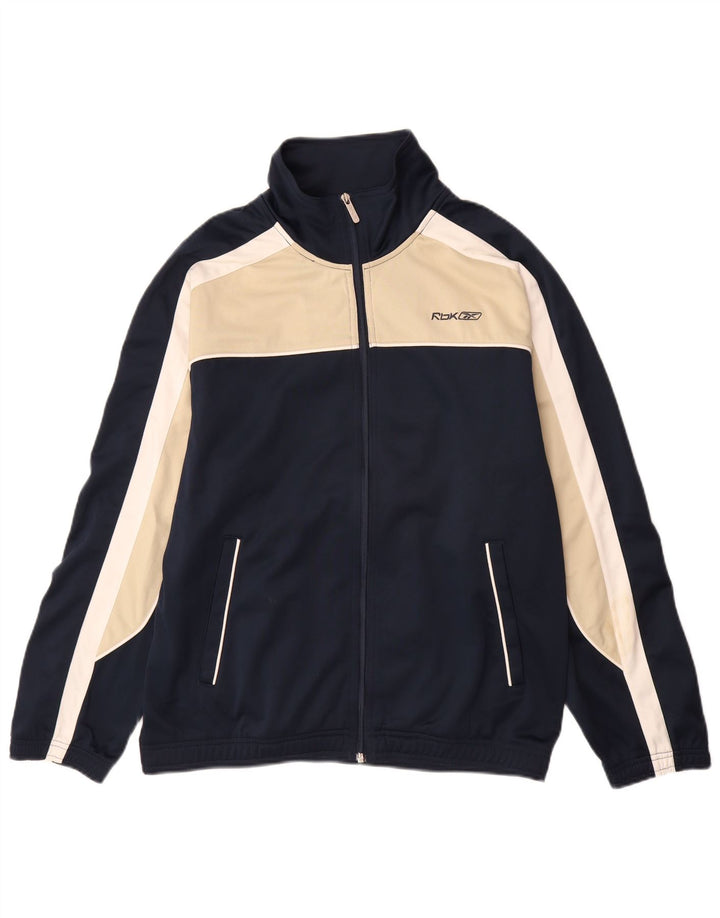 REEBOK Mens Treino Top Jaqueta Médio Azul Marinho Colourblock Poliéster