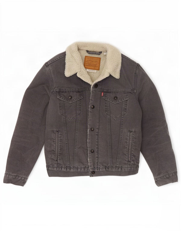 Jaqueta jeans masculina Levi's Sherpa UK 36 pequeno algodão cinza