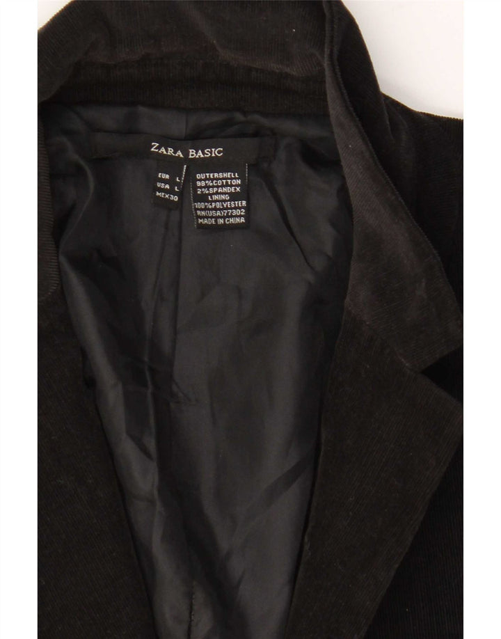 Zara Jaqueta blazer feminina de veludo cotelê com 1 botão Reino Unido 14 grande algodão preto