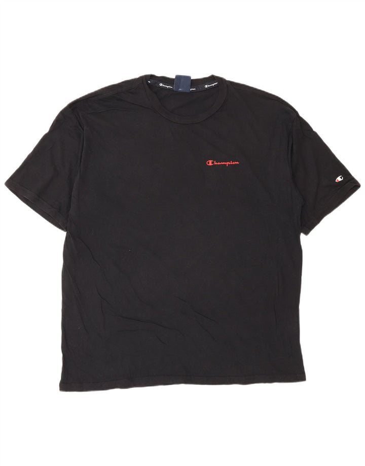Camiseta gráfica masculina Champion de algodão preto médio