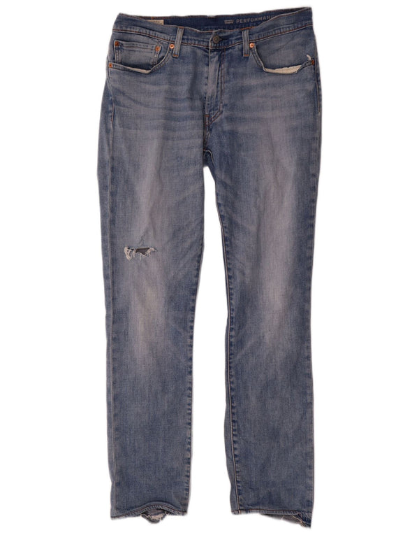 Levi's Mens Distressed Slim Jeans W34 L32 Azul Algodão
