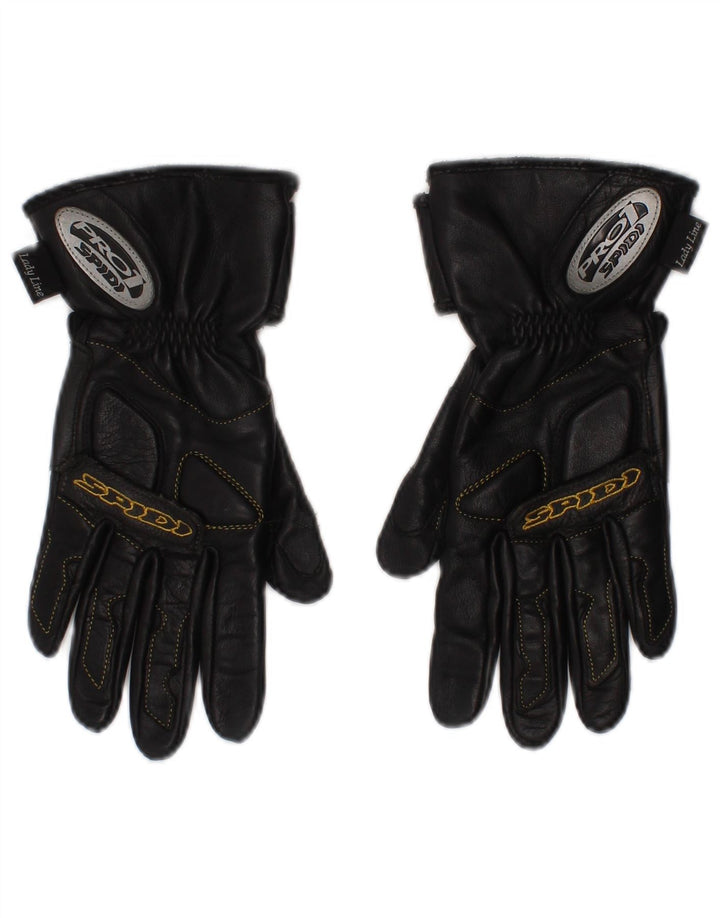 Spidi Womens Lady Line Biker Couro Luvas Médias Pretas Motocicleta
