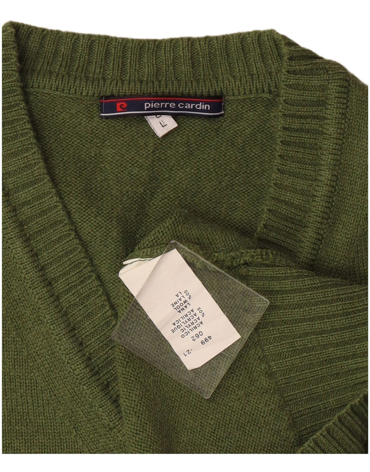 Suéter feminino PIERRE CARDIN grande com decote em V Reino Unido 16 grande cáqui