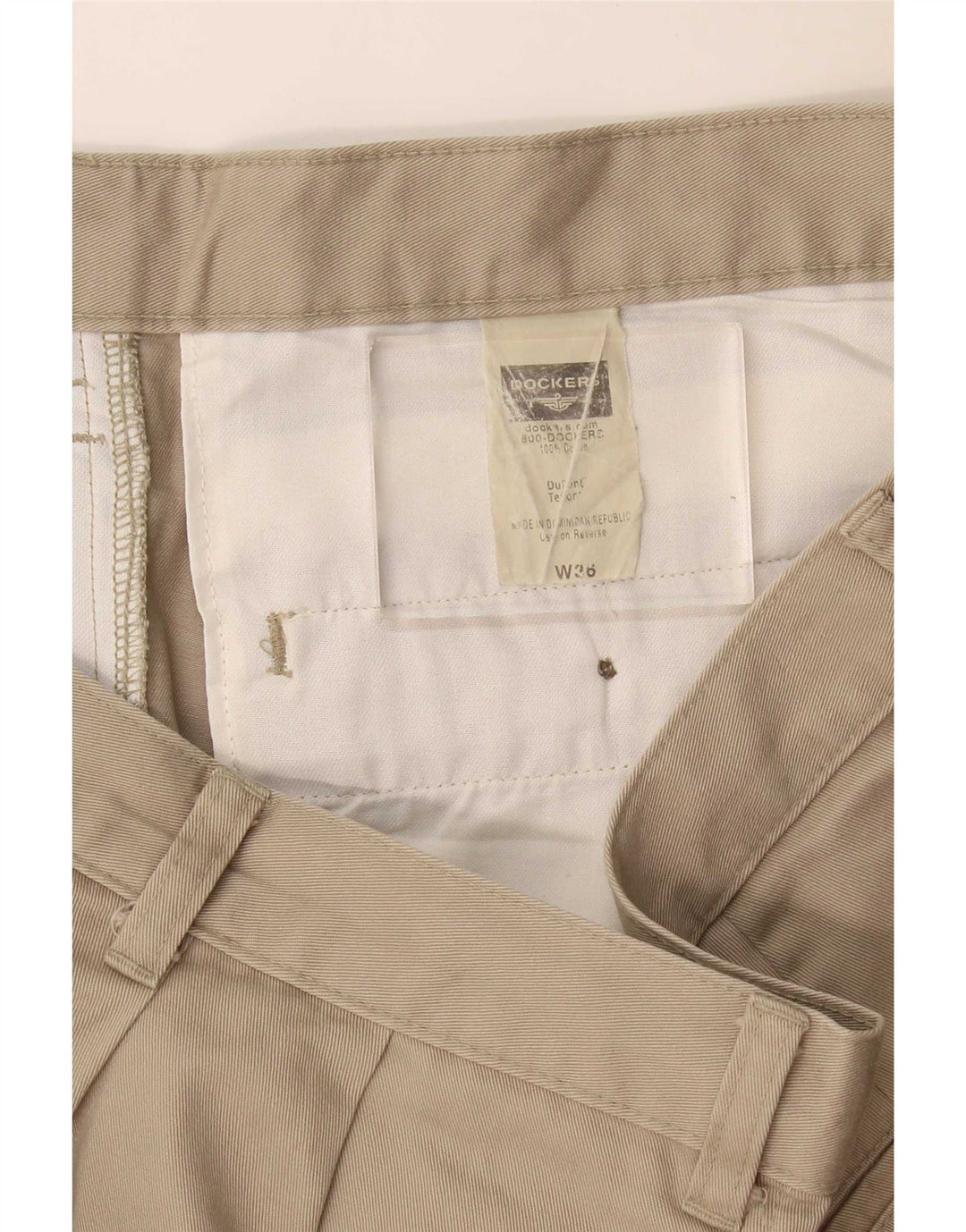 Dockers Mens Pegged Chino Shorts W36 Grande Algodão Bege