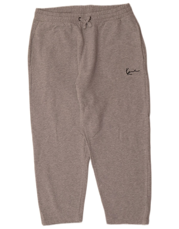 Calça de treino masculina Karl Kani XL cinza manchado de algodão