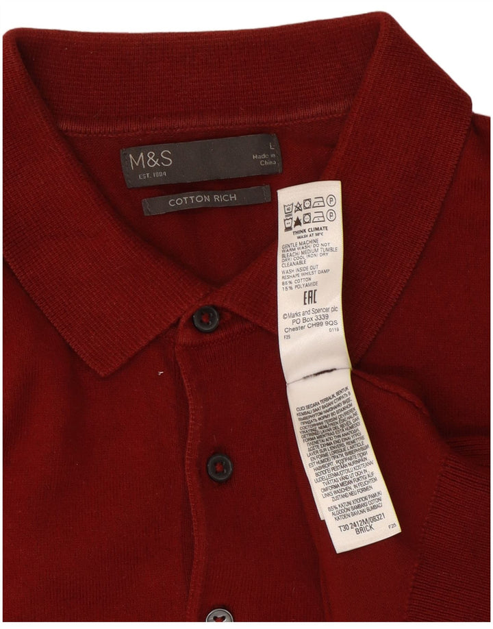 Camisa pólo masculina Marks & Spencer grande algodão vermelho