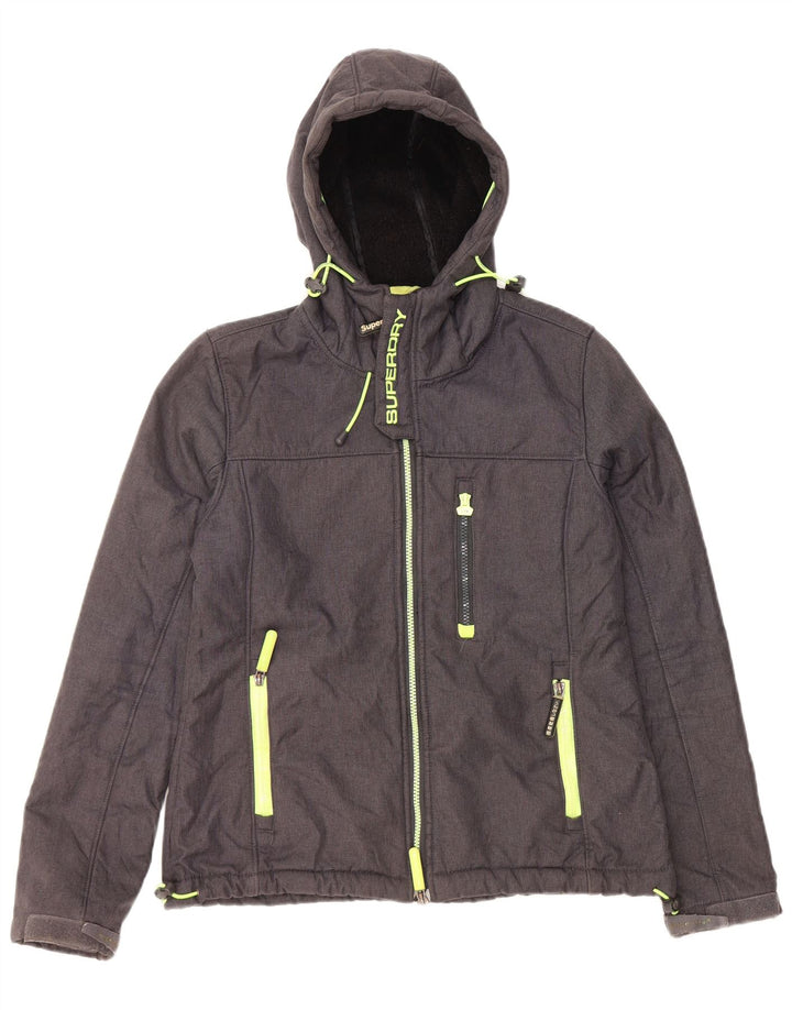 Jaqueta corta-vento feminina Superdry Windtrekker UK 16 grande poliéster cinza