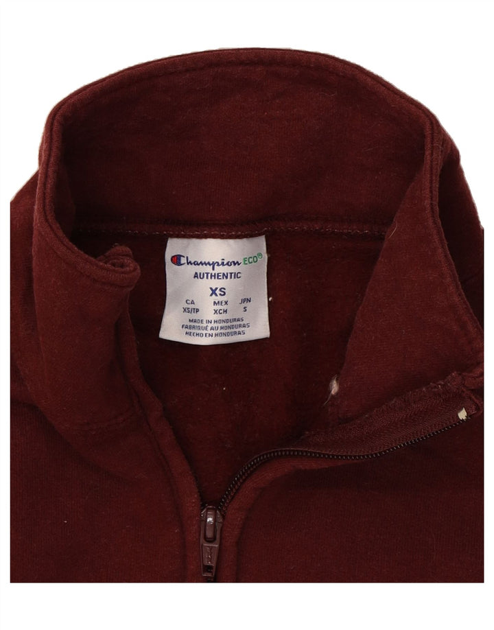 CHAMPION Mens Saint Ignatius Zip Neck Sweatshirt Jumper XS Burgundy Vintage Champion and Second-Hand Champion from Messina Hembry 