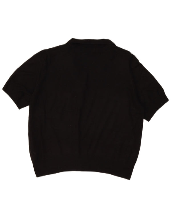 Suéter feminino Marks & Spencer de manga curta com gola polo Reino Unido 18 XL preto