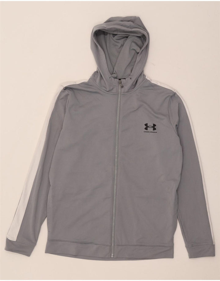 Under Armour Mens Zip Hoodie Sweater Medium Grey Colourblock Polyester