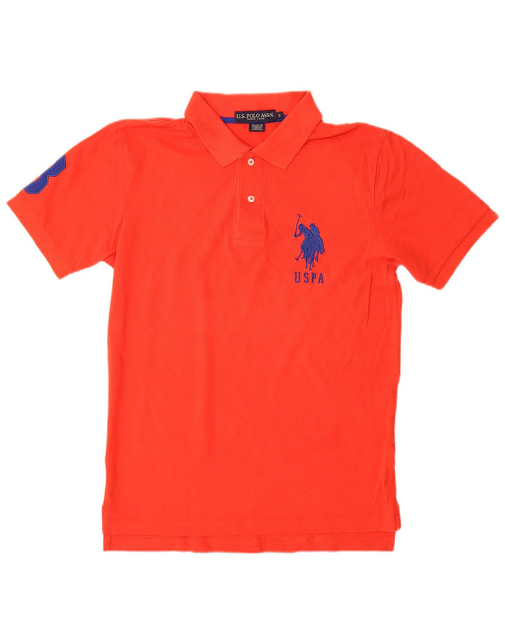 ASSN POLO DOS EUA. Camisa polo masculina gráfica pequena de algodão vermelho