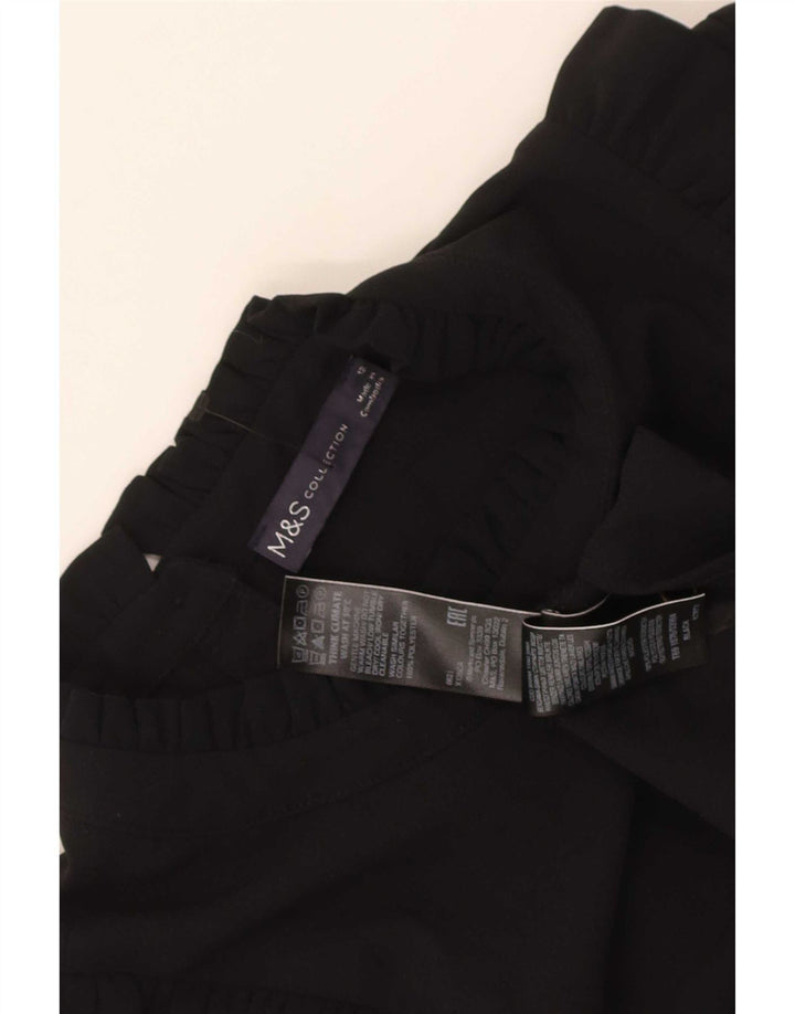 Vestido feminino de manga comprida Marks & Spencer Reino Unido 12 médio preto