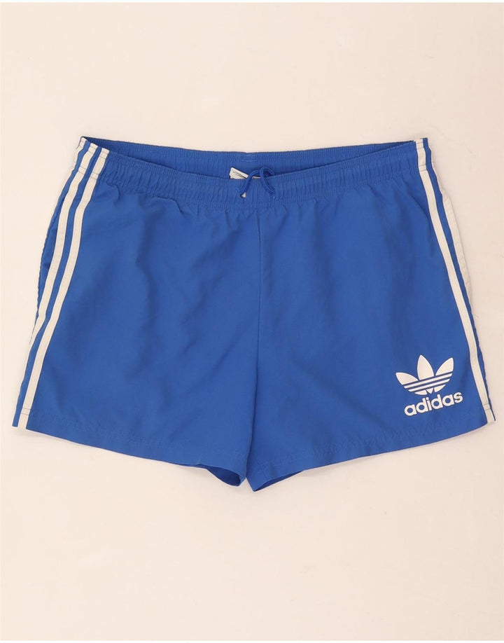 Shorts esportivos gráficos masculinos Adidas médio azul poliéster