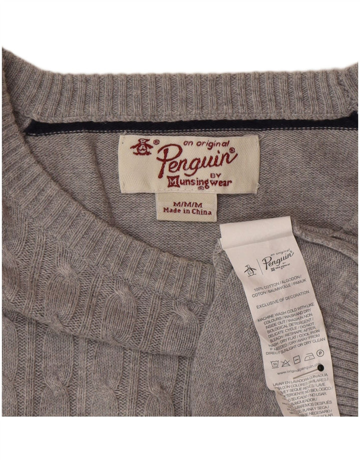 Suéter masculino Penguin com gola canoa e algodão cinza médio
