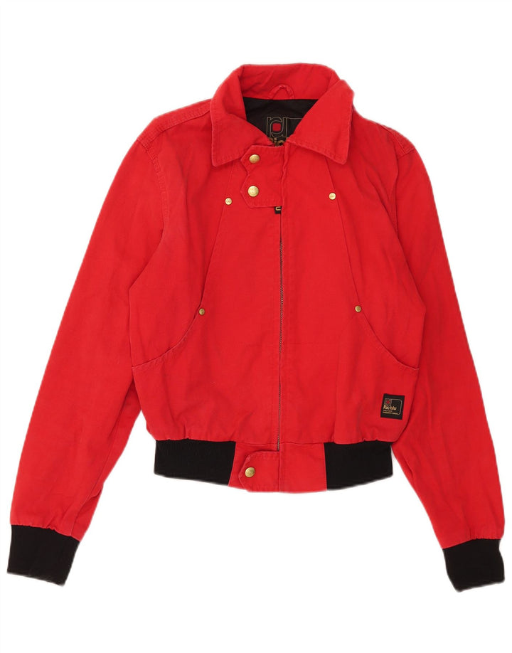 Jaqueta bomber feminina Richlu UK 12 algodão colorblock vermelho médio