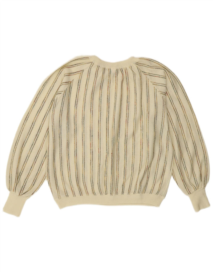 Suéter feminino vintage com gola canoa IT 42 médio esbranquiçado listrado