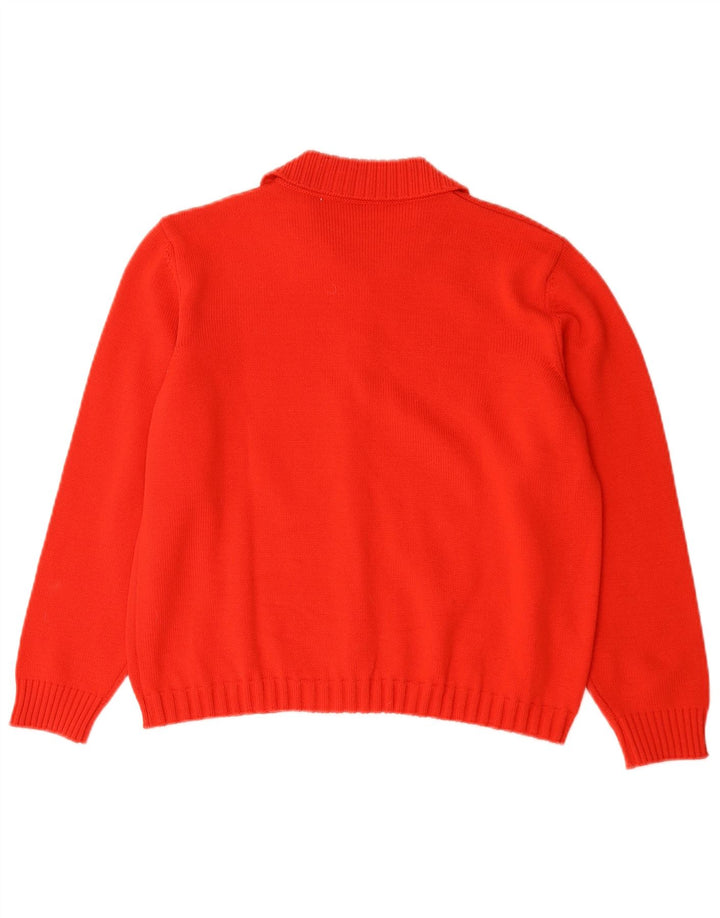Suéter Cardigan Feminino Vintage Reino Unido 14 Lã Merino Vermelha Média