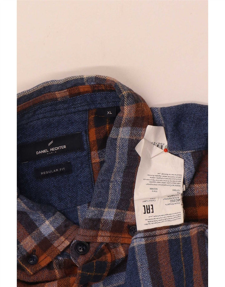 Daniel Hechter Camisa masculina de flanela de ajuste regular XL azul marinho algodão xadrez