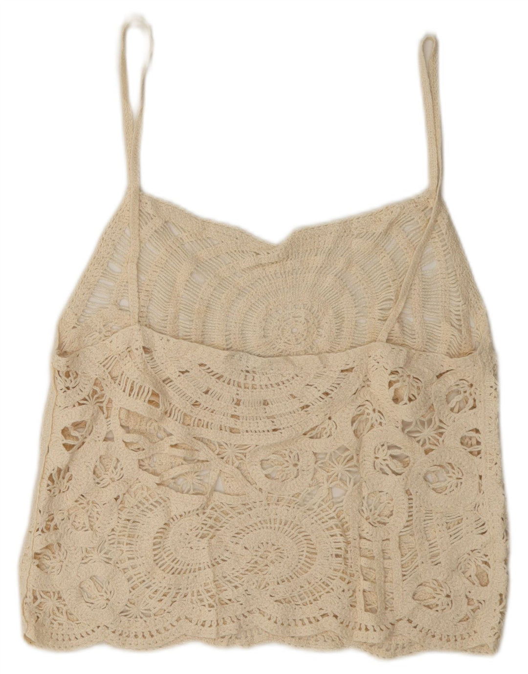 Zara Womens See Through Crochet Cami Top UK 16 Grande Off White