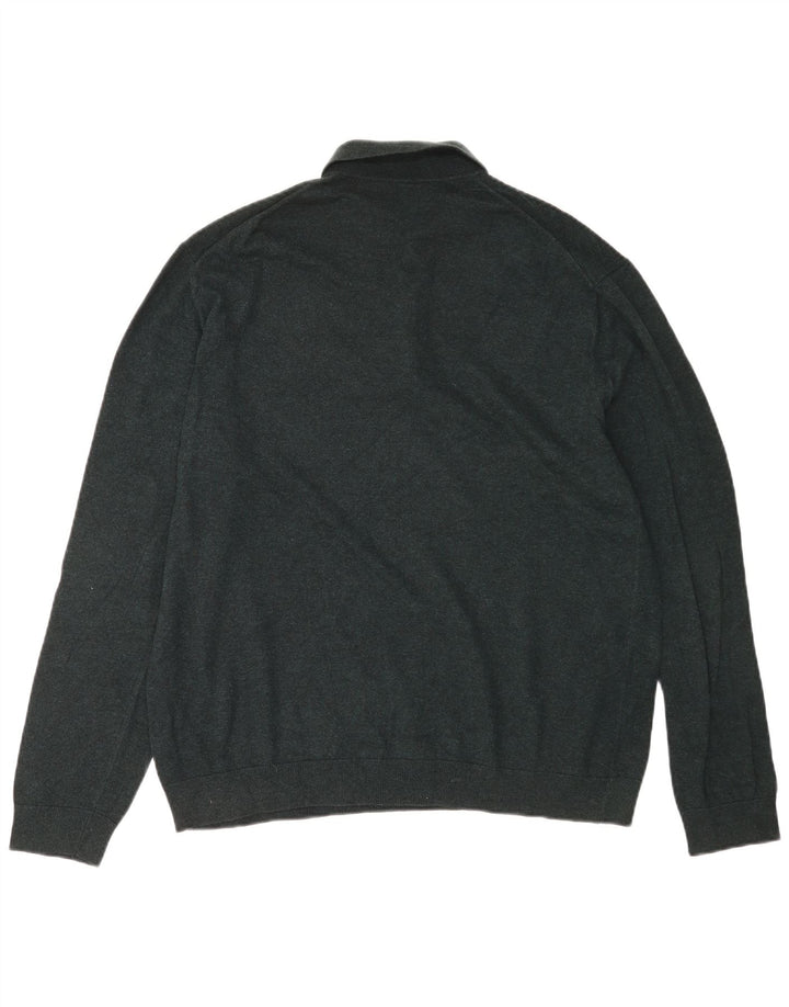 Suéter masculino Marks & Spencer com gola polo e algodão verde grande