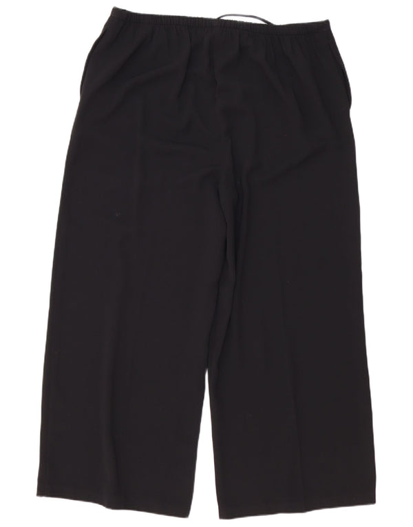 Zara Calça feminina casual de perna larga UK 18 XL W40 L27 poliéster preto