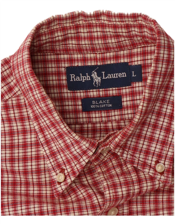 Ralph Lauren Camisa masculina Blake grande algodão xadrez vermelho