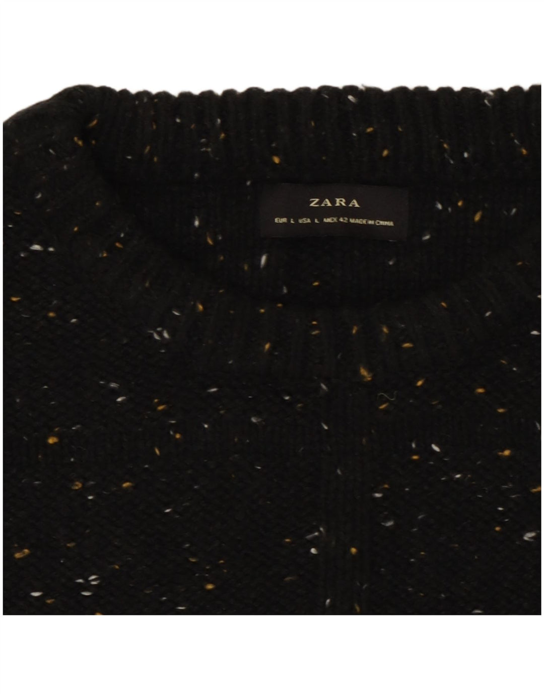 Suéter masculino Zara com gola redonda, grande algodão preto manchado