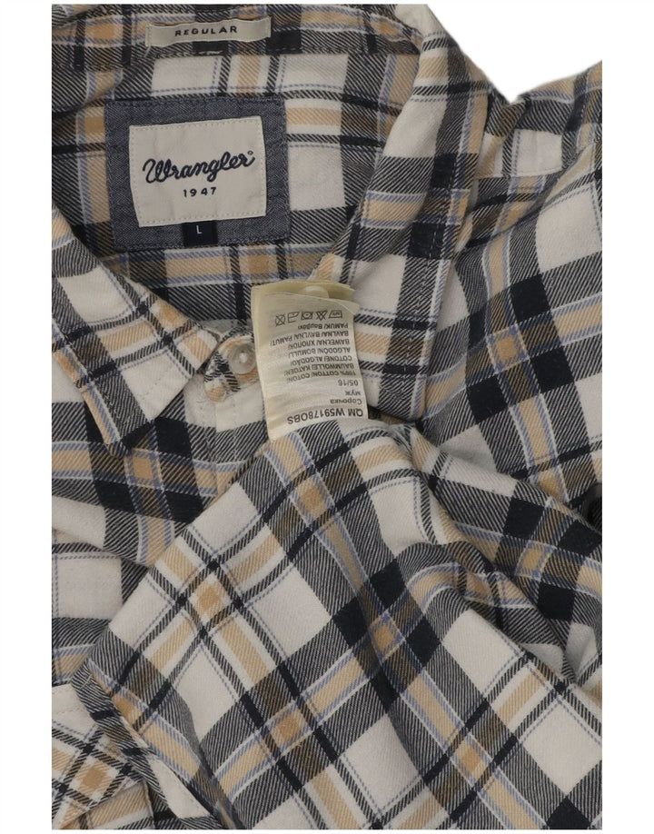 Wrangler Camisa masculina de flanela de ajuste regular grande algodão xadrez multicolorido