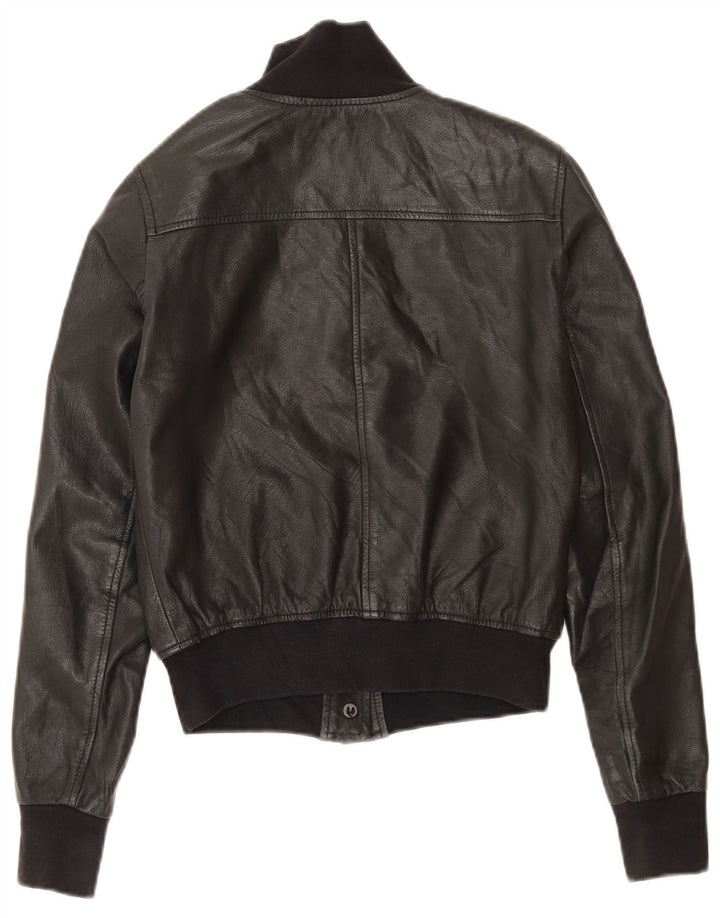 Jaqueta de couro vintage feminina IT 38 XS couro preto