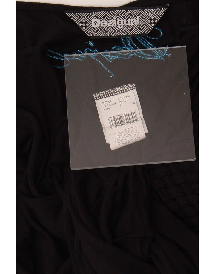 Blusa feminina Batwing Desigual Top UK 14 grande viscose preta