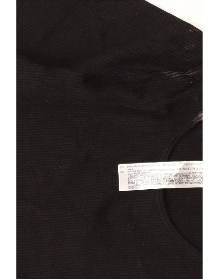 Zara Crop Top Feminino Manga Longa UK 4 XS Preto Poliamida