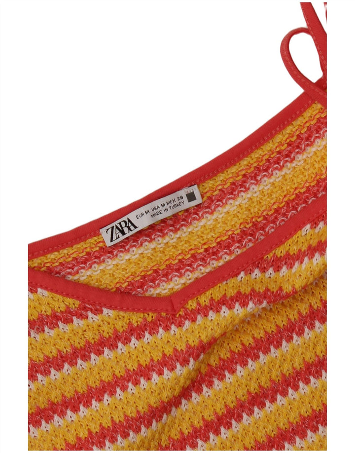 Vestido de verão feminino Zara UK 12 listrado amarelo médio