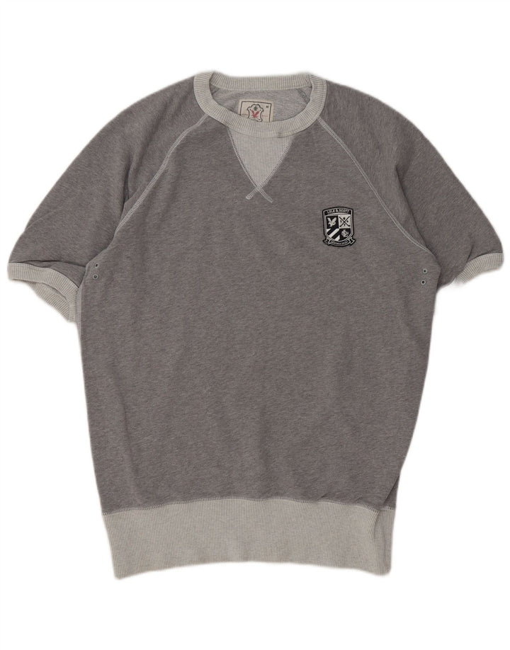 Suéter masculino de manga curta LYLE & SCOTT algodão cinza médio