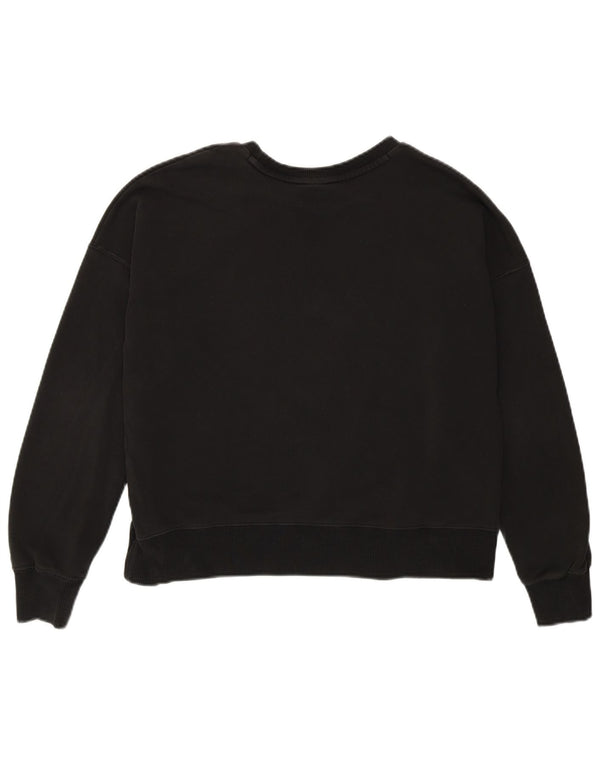 Puma moletom feminino oversized crop gráfico jumper UK 6 XS algodão preto