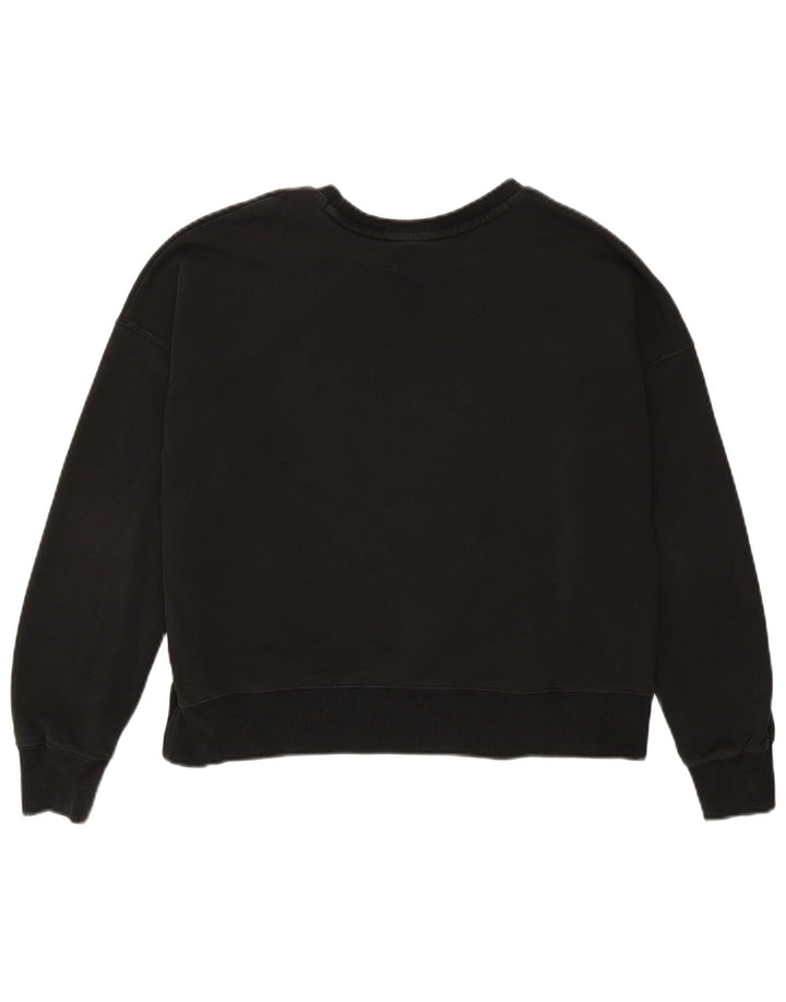 Puma moletom feminino oversized crop gráfico jumper UK 6 XS algodão preto